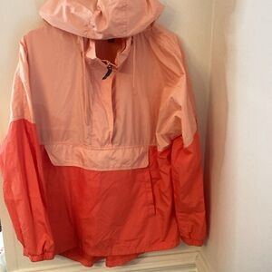Lauren James Colorblock Windbreaker Hoodie Jacket- Pink & Orange Women’s size M